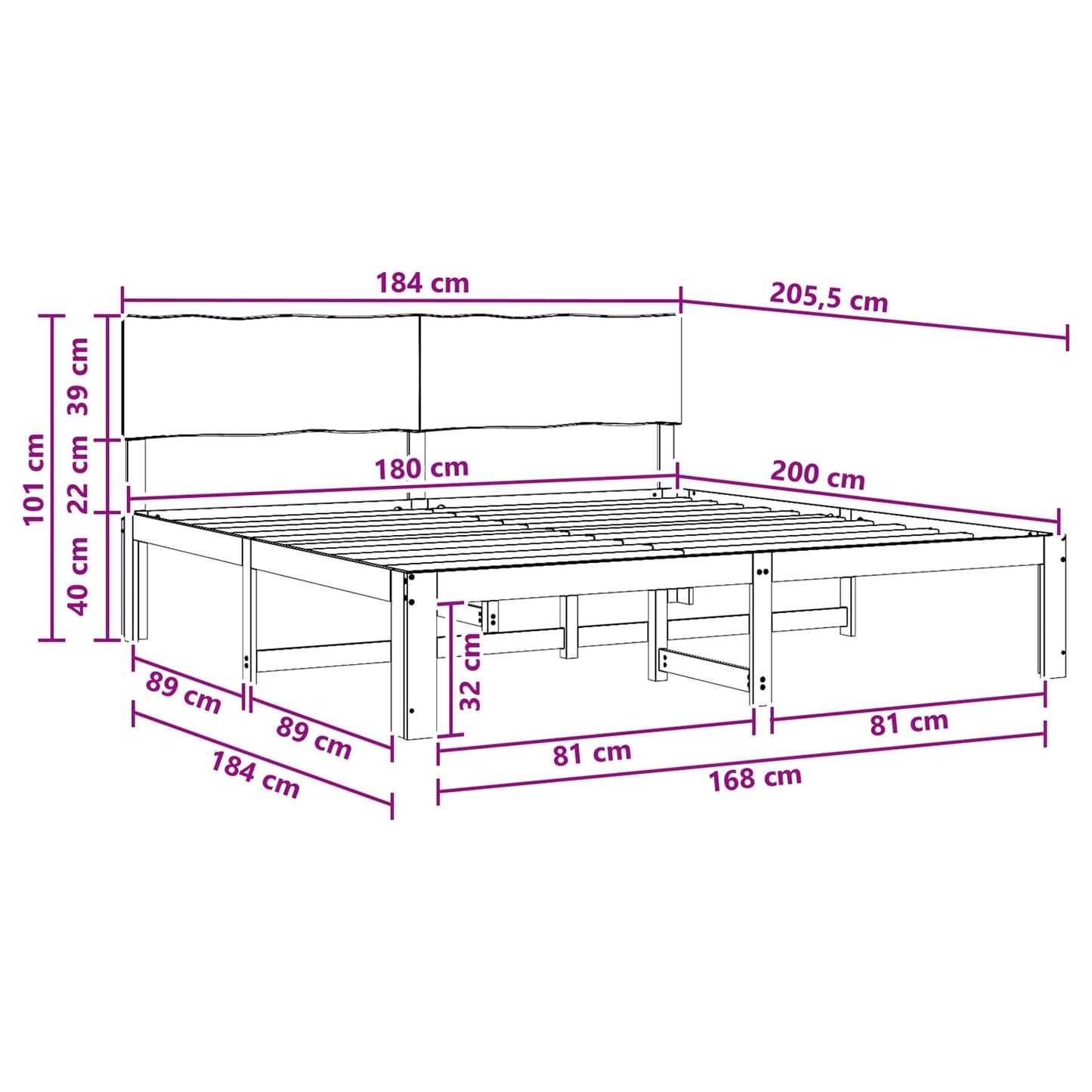 vidaXL Double Bed Frame with Headboard ROSTOCK Dark Brown 180 x 200 cm