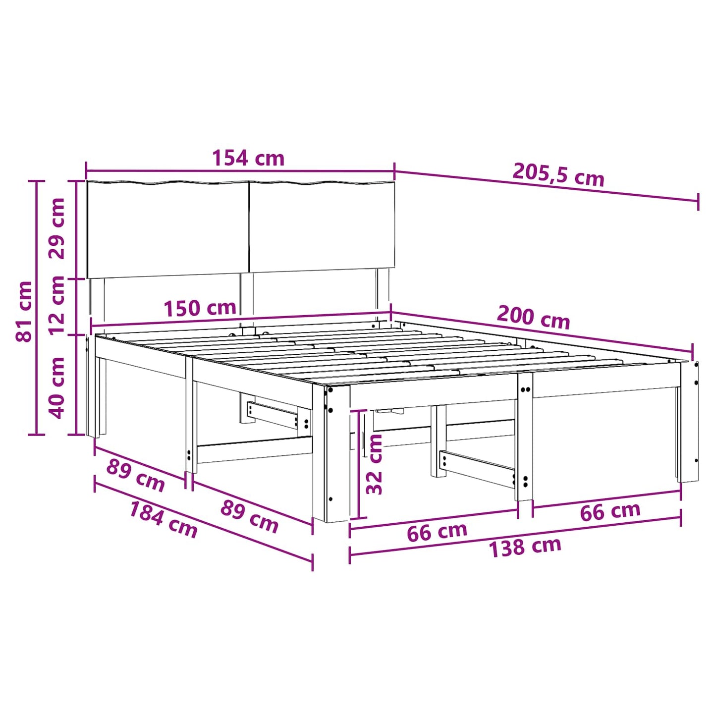 vidaXL Double Bed Frame with Headboard ROSTOCK Natural 150 x 200 cm