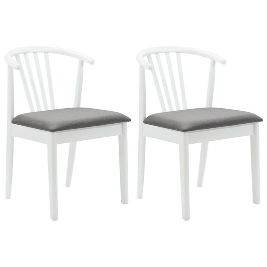 vidaXL Dining Chair 2 pcs White and Grey Solid Rubberwood