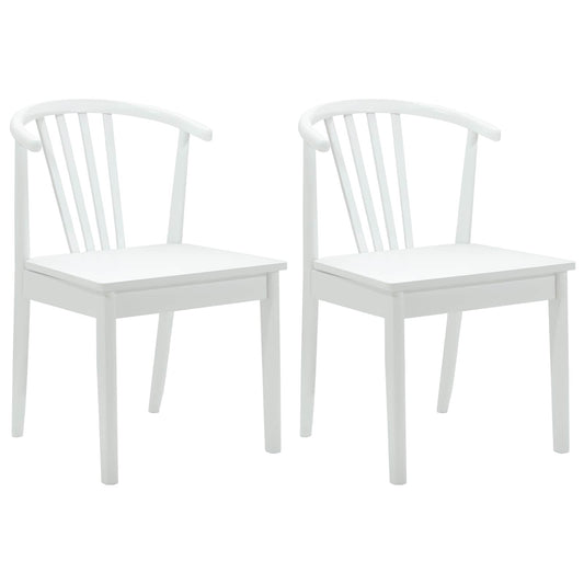 vidaXL Dining Chair 2 pcs White Solid Rubberwood