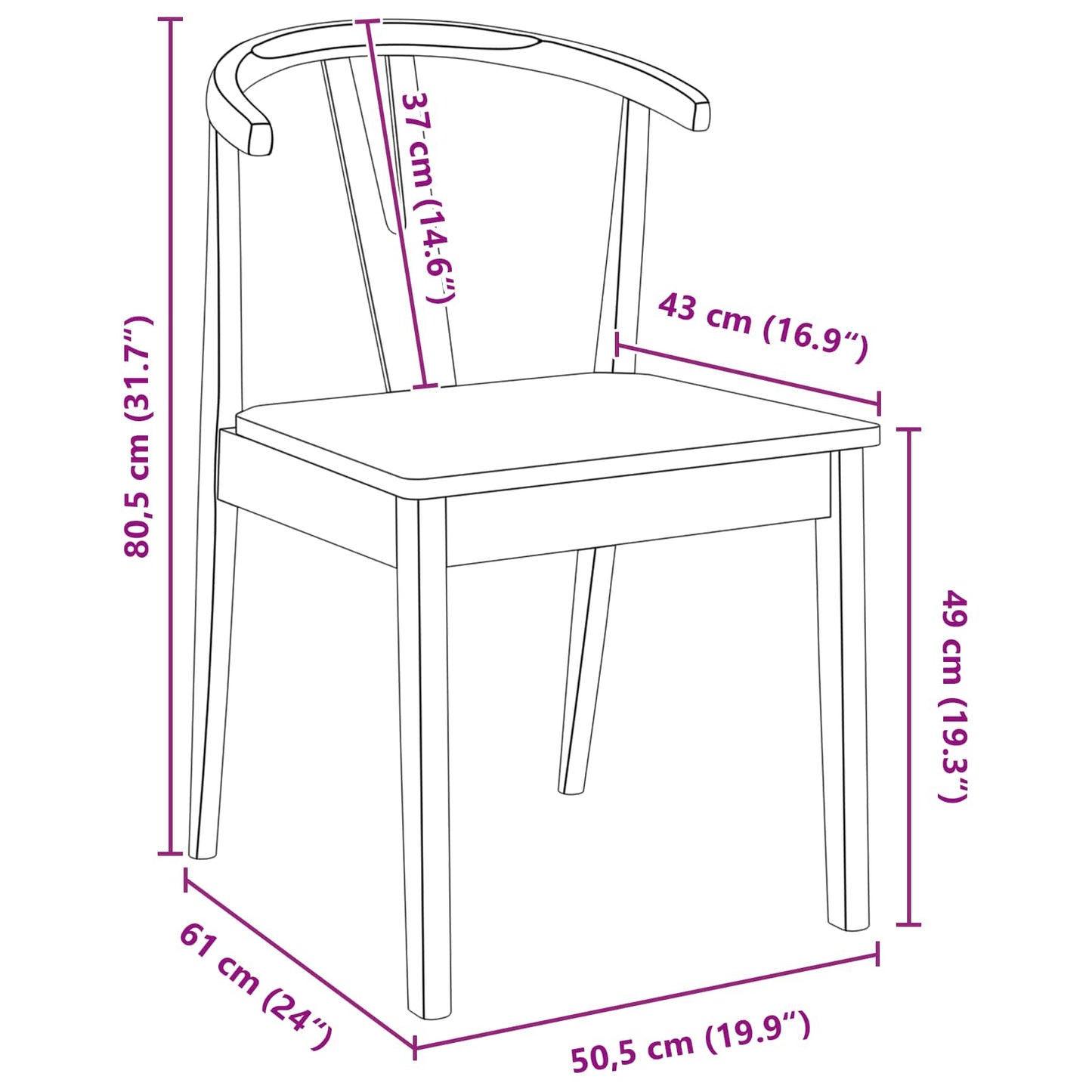 vidaXL Dining Chair 2 pcs White and White Solid Rubber Wood