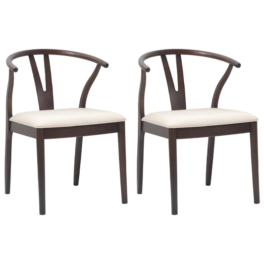 vidaXL Dining Chair 2 pcs Light Brown and Light Solid Rubber Wood