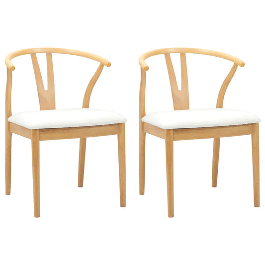 vidaXL Dining Chair 2 pcs Natural and Light Solid Rubber Wood