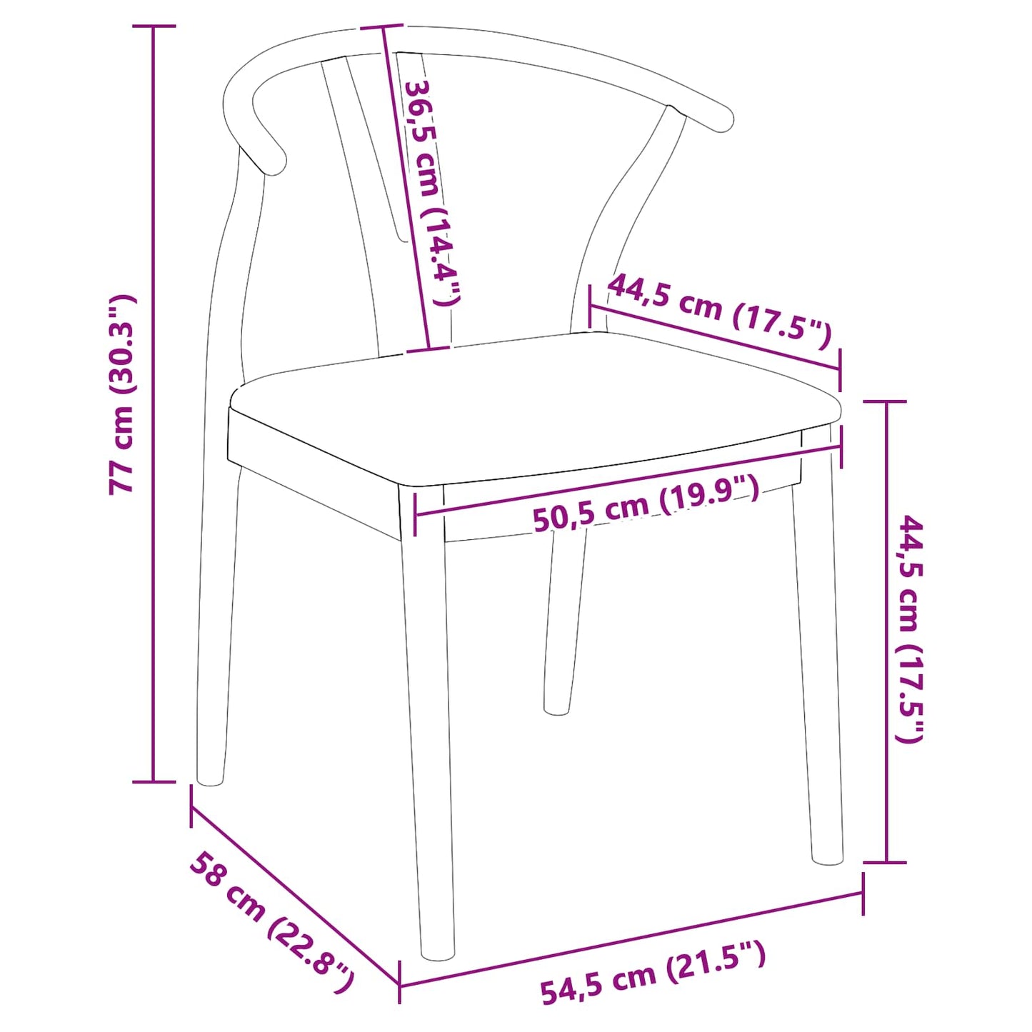 vidaXL Dining Chair 2 pcs Natural and Light Solid Rubber Wood