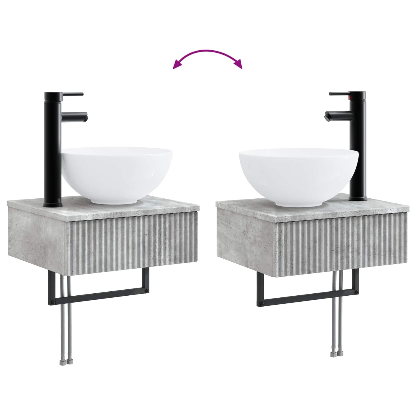 vidaXL Bathroom Furniture Set 3 pcs Concrete Grey Engineered Wood