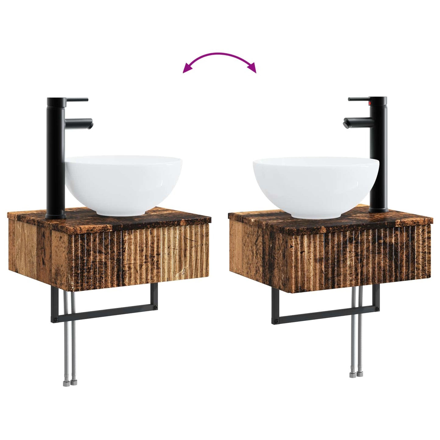 vidaXL Bathroom Furniture Set 3 pcs Old Wood Engineered Wood