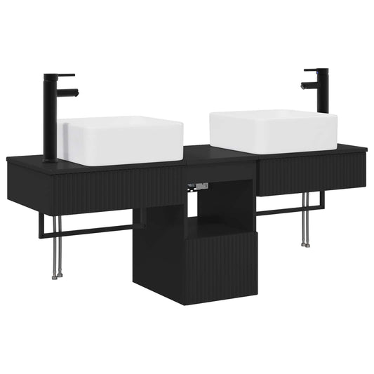 vidaXL Bathroom Cabinet Set 3 pcs Black 136 x 35 x 80 cm