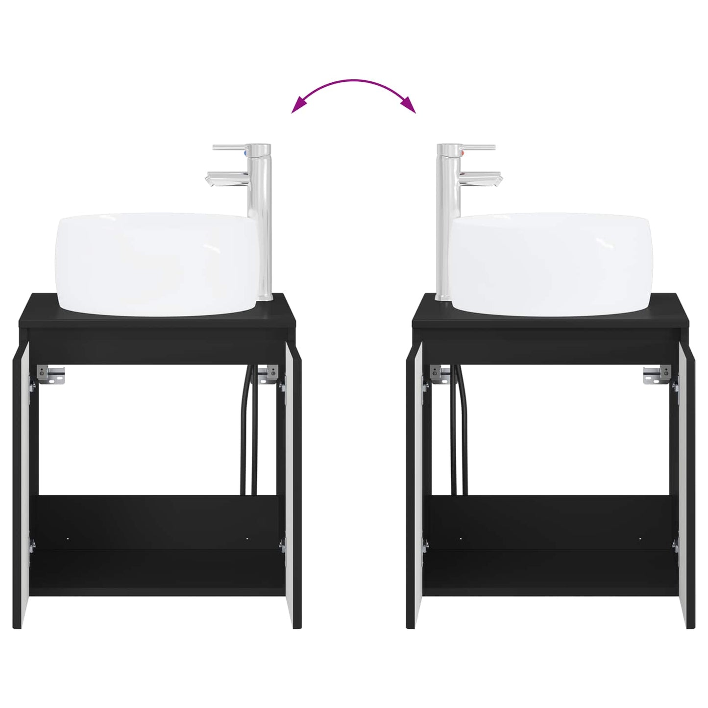 vidaXL Bathroom Cabinet Set 3 pcs Black 49.5 x 44.5 x 66 cm