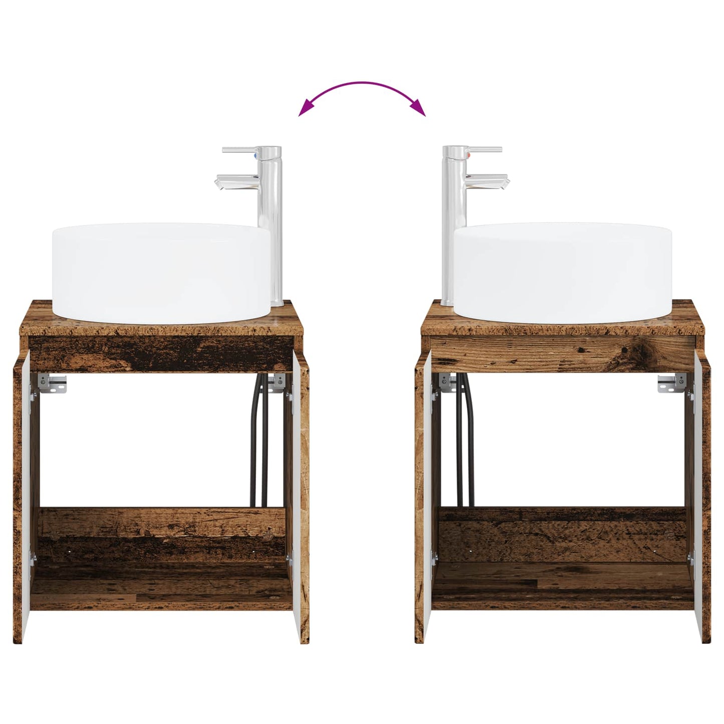 vidaXL Bathroom Cabinet Set 3 pcs Old Wood 49.5 x 44.5 x 65.5 cm