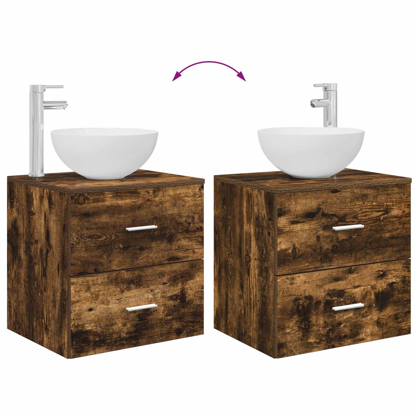 vidaXL Bathroom Cabinet Set 3 pcs Smoked Oak 49.5 x 35 x 63 cm