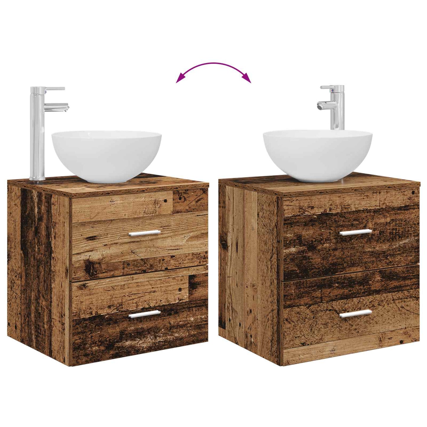 vidaXL Bathroom Cabinet Set 3 pcs Old Wood 49.5 x 35 x 63 cm