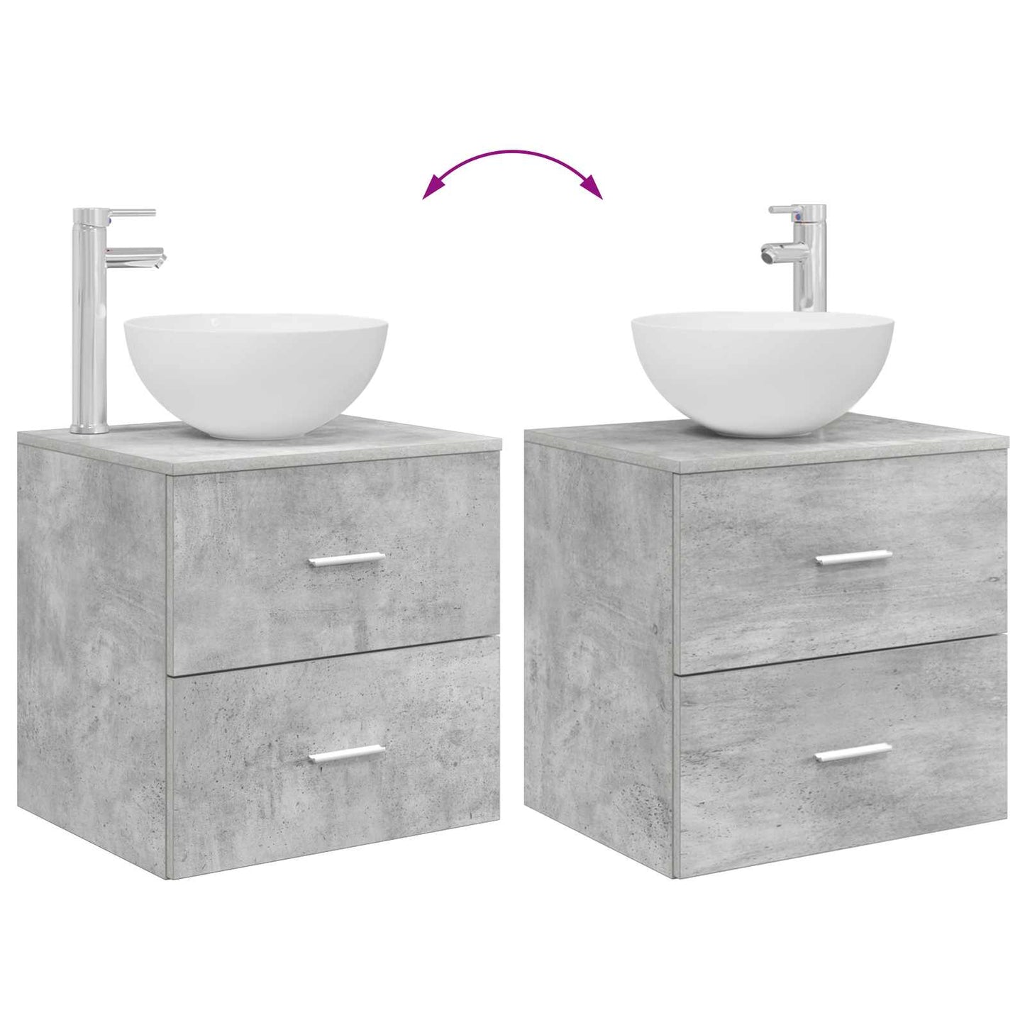 vidaXL Bathroom Cabinet Set 3 pcs Concrete Grey 49.5 x 41 x 64.5 cm