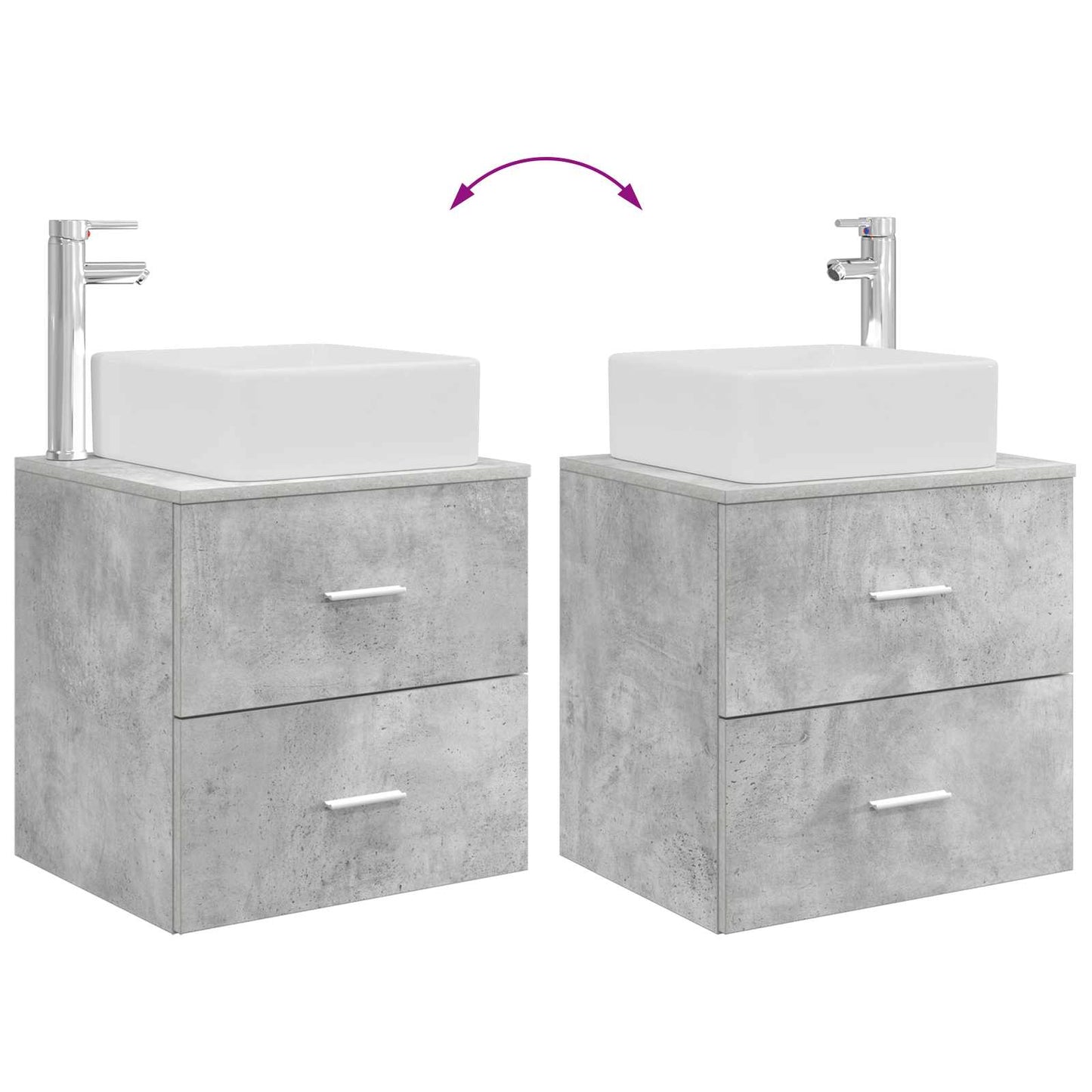 vidaXL Bathroom Cabinet Set 3 pcs Concrete Grey 49.5 x 41 x 63 cm