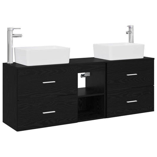 vidaXL Bathroom Cabinet Set 3 pcs Black 136 x 35 x 80 cm