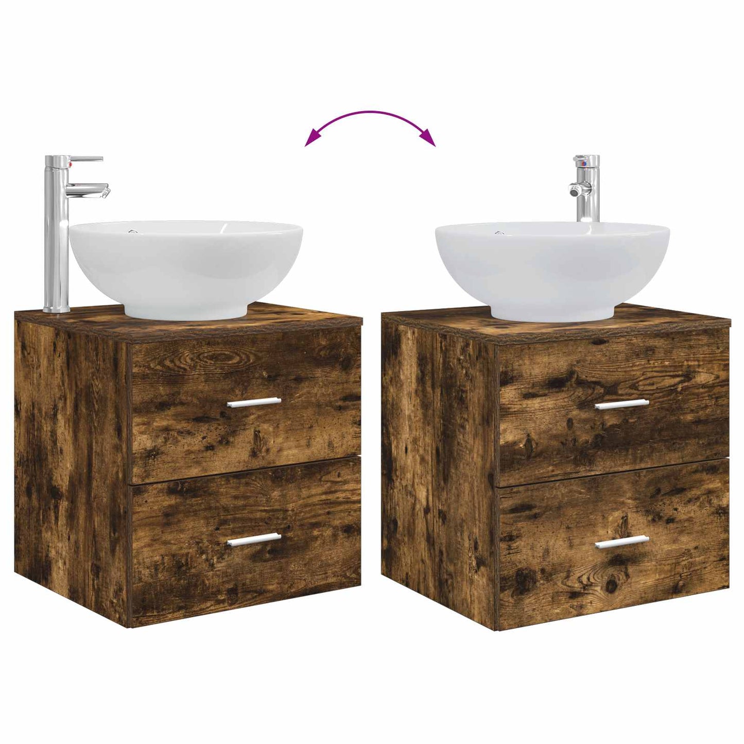 vidaXL Bathroom Furniture Set 3 pcs Smoked Oak 49.5 x 44.5 x 65 cm