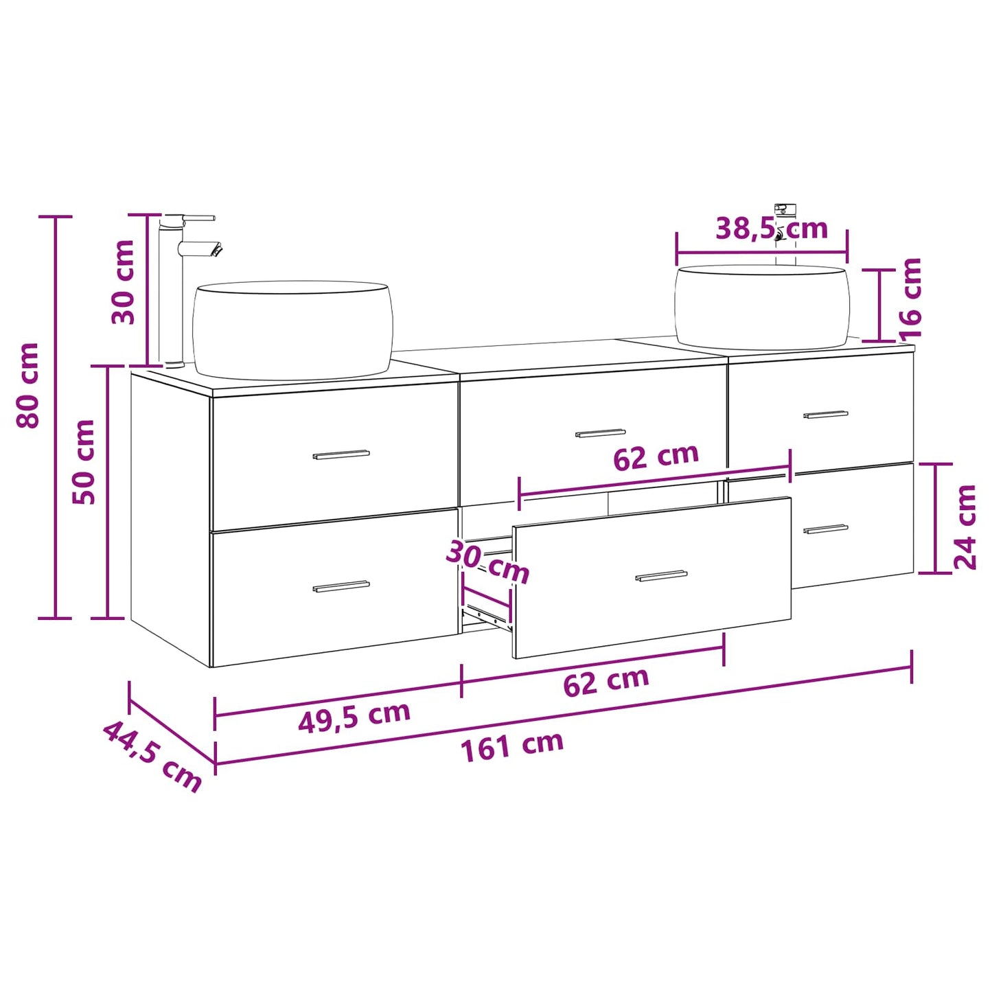 vidaXL Bathroom Furniture Set 3 pcs Grey Sonoma 49.5 x 44.5 x 66 cm