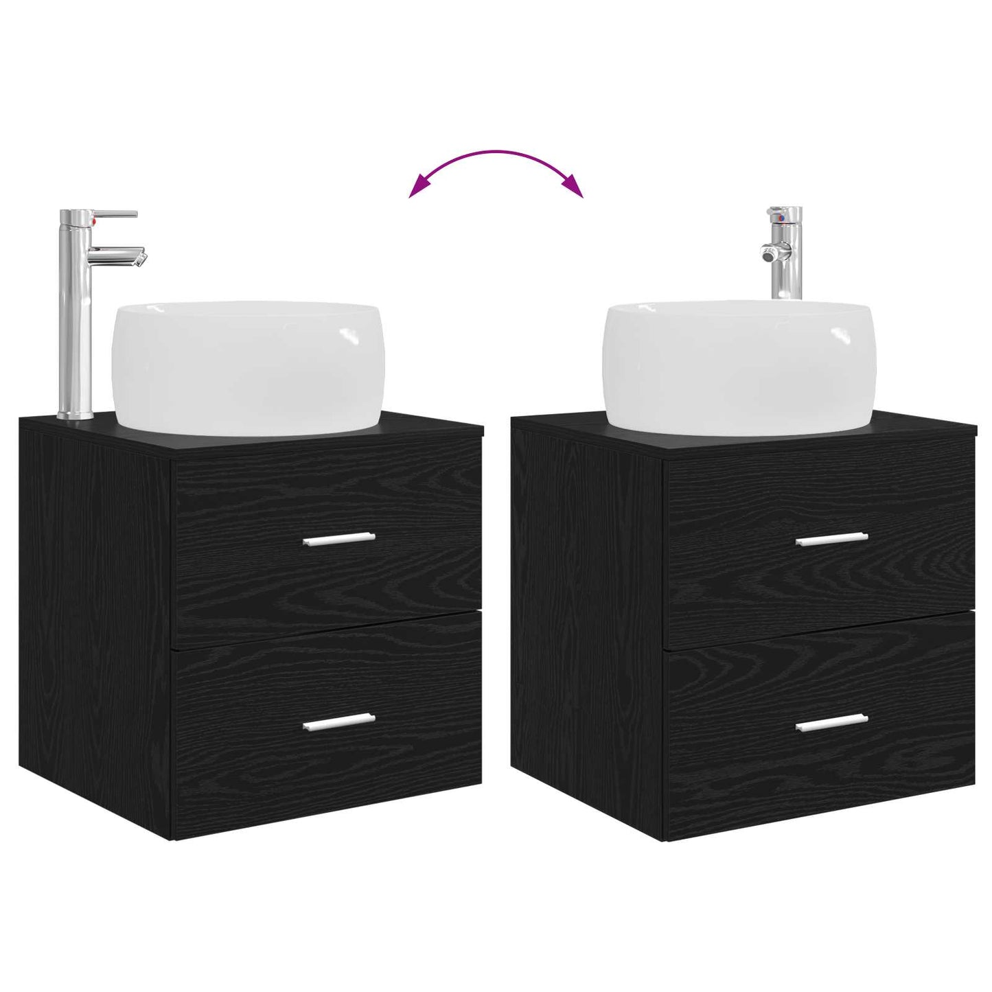 vidaXL Bathroom Furniture Set 3 pcs Black 49.5 x 44.5 x 66 cm