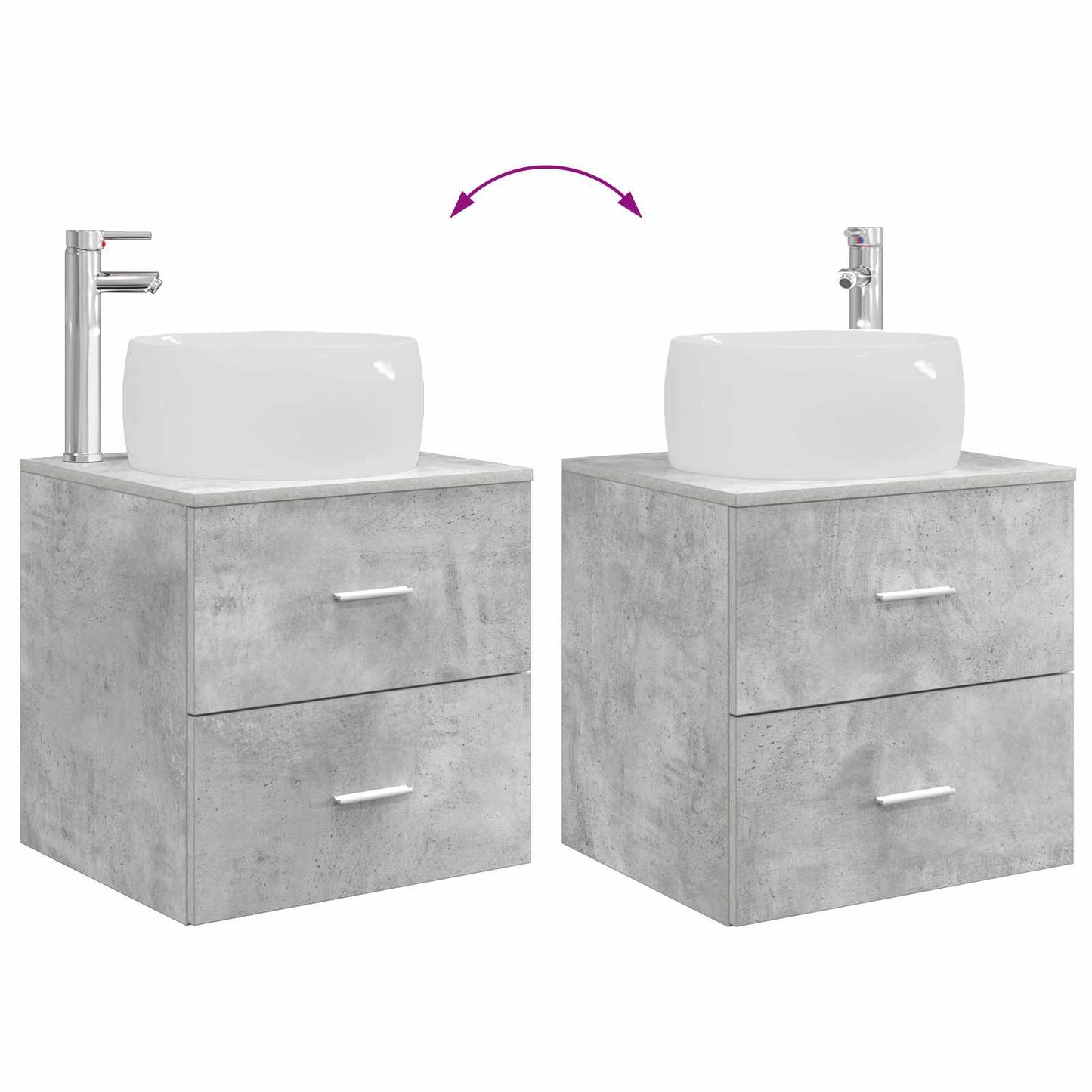 vidaXL Bathroom Furniture Set 3 pcs Concrete Grey 49.5 x 44.5 x 66 cm