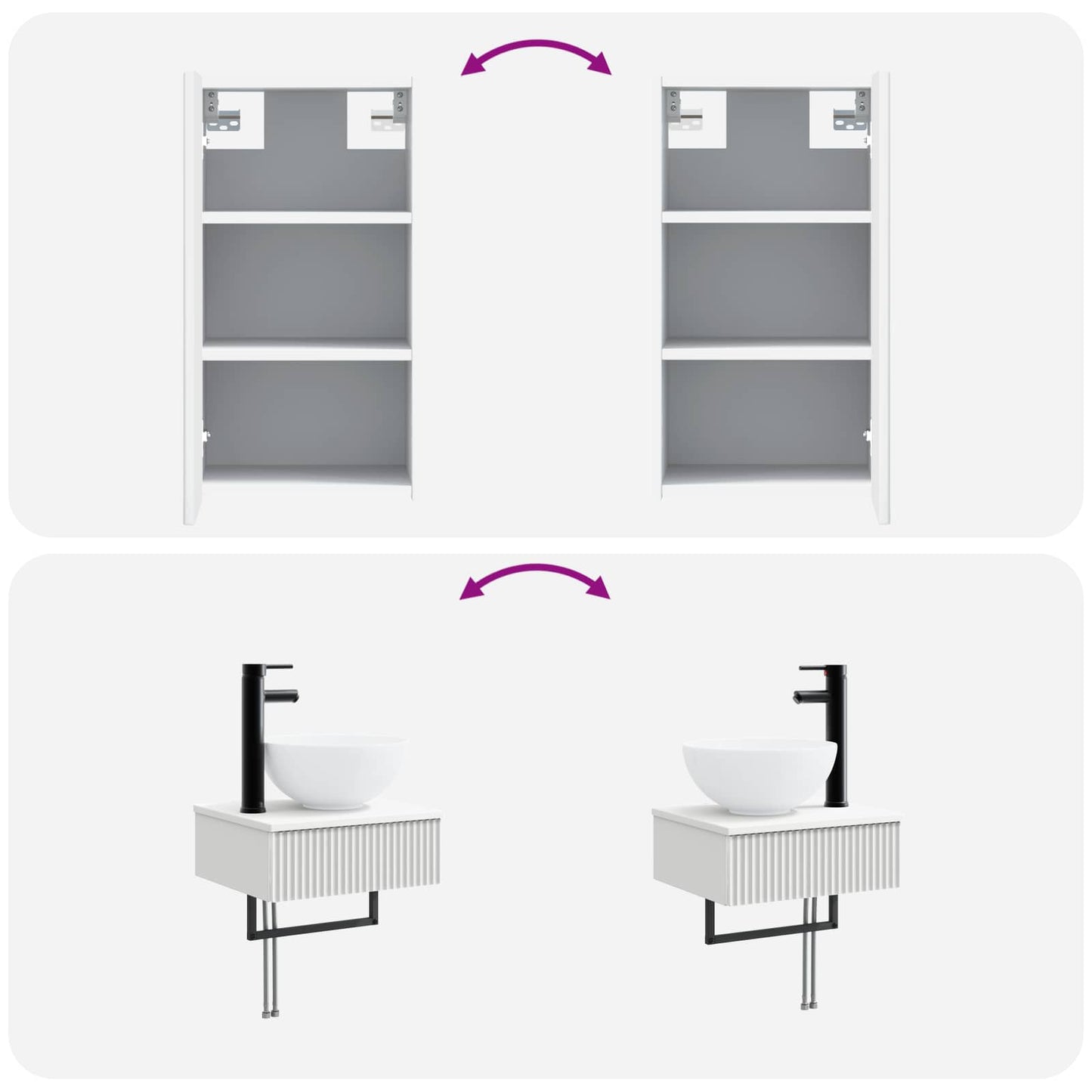 vidaXL Bathroom Furniture Set 3 pcs White 33 x 34.5 x 160 cm
