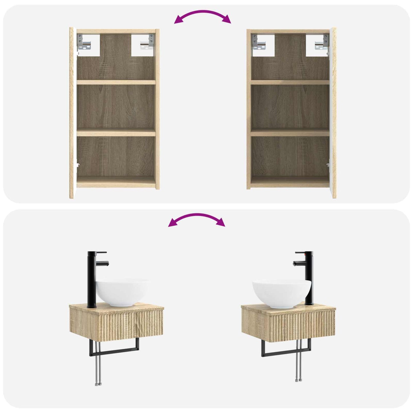 vidaXL Bathroom Furniture Set 3 pcs Sonoma Oak 33 x 34.5 x 160 cm