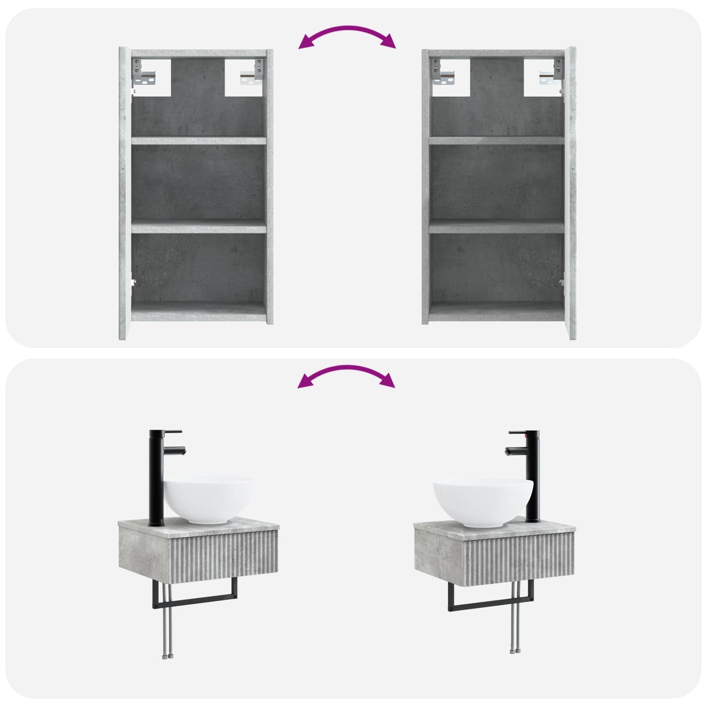vidaXL Bathroom Furniture Set 3 pcs Concrete Grey 33 x 34.5 x 160 cm