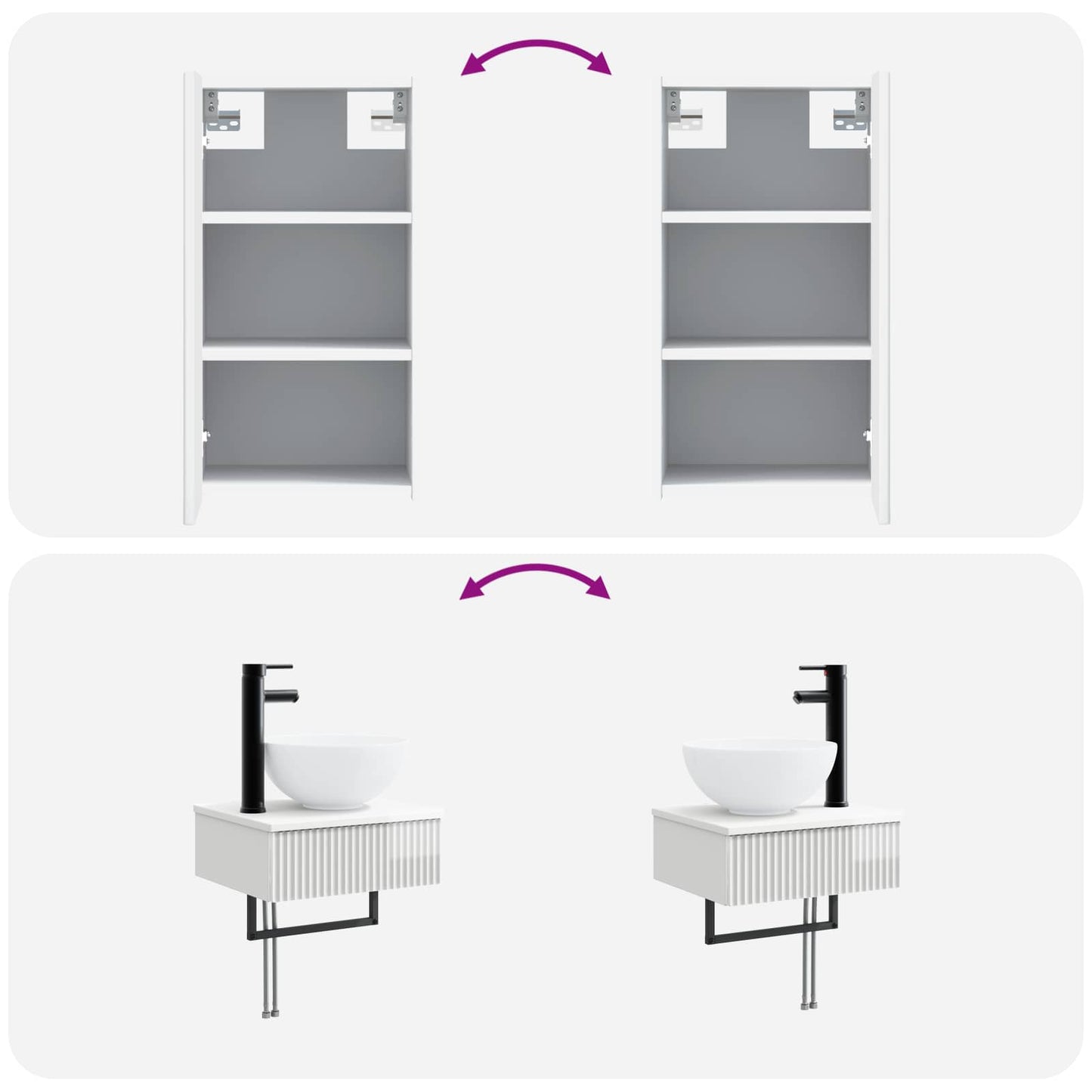 vidaXL Bathroom Furniture Set 3 pcs High Gloss White