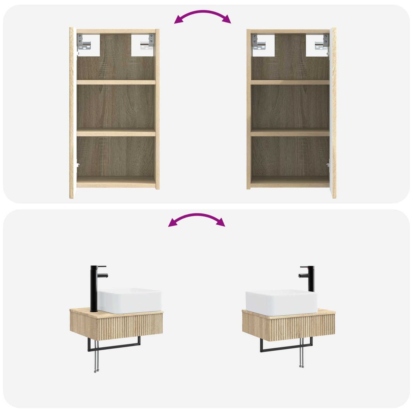 vidaXL Bathroom Furniture Set 3 pcs Sonoma Oak 33 x 34.5 x 160 cm
