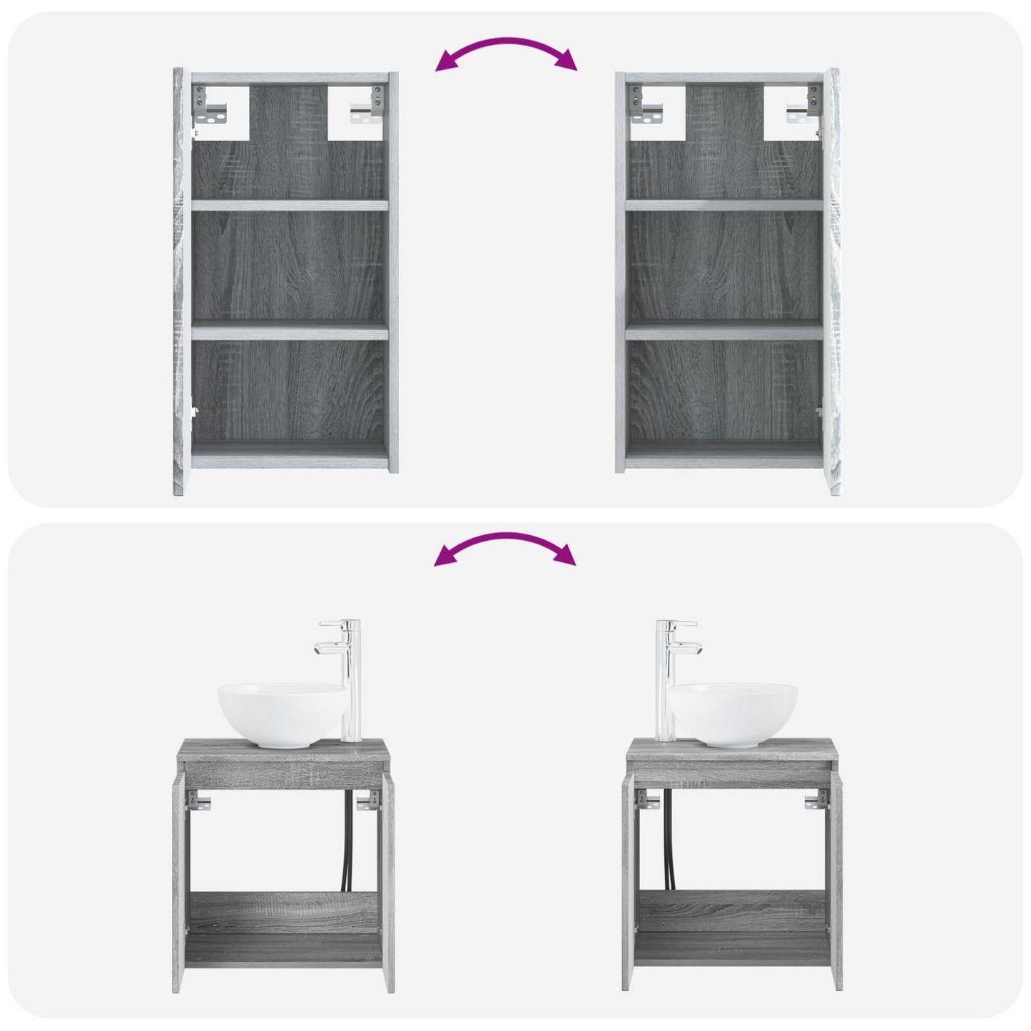vidaXL Bathroom Furniture Set 3 pcs Grey Sonoma 33 x 34.5 x 160 cm