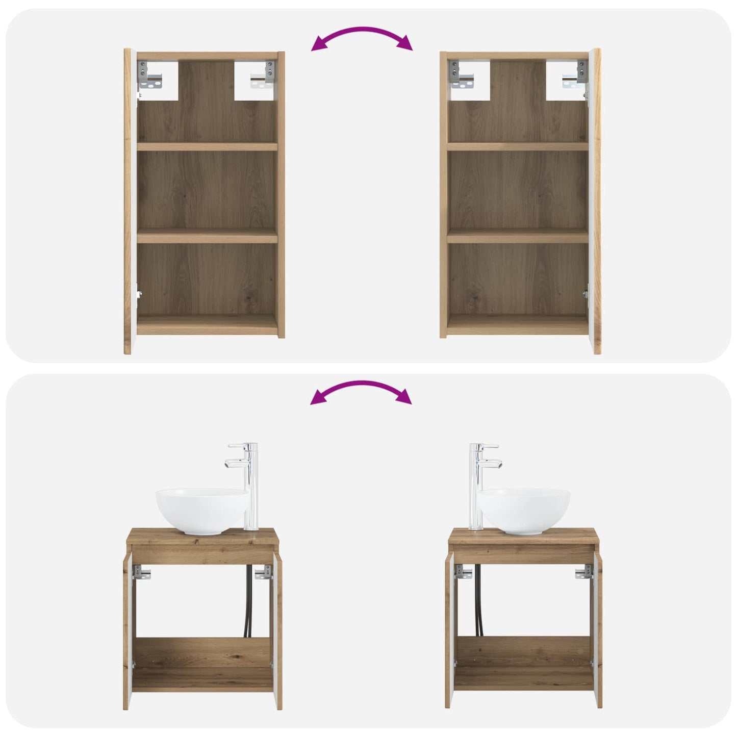 vidaXL Bathroom Furniture Set 3 pcs Artisan Oak 33 x 34.5 x 160 cm