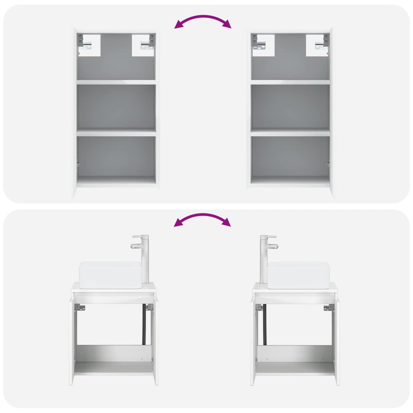 vidaXL Bathroom Furniture Set 3 pcs White 33 x 34.5 x 160 cm