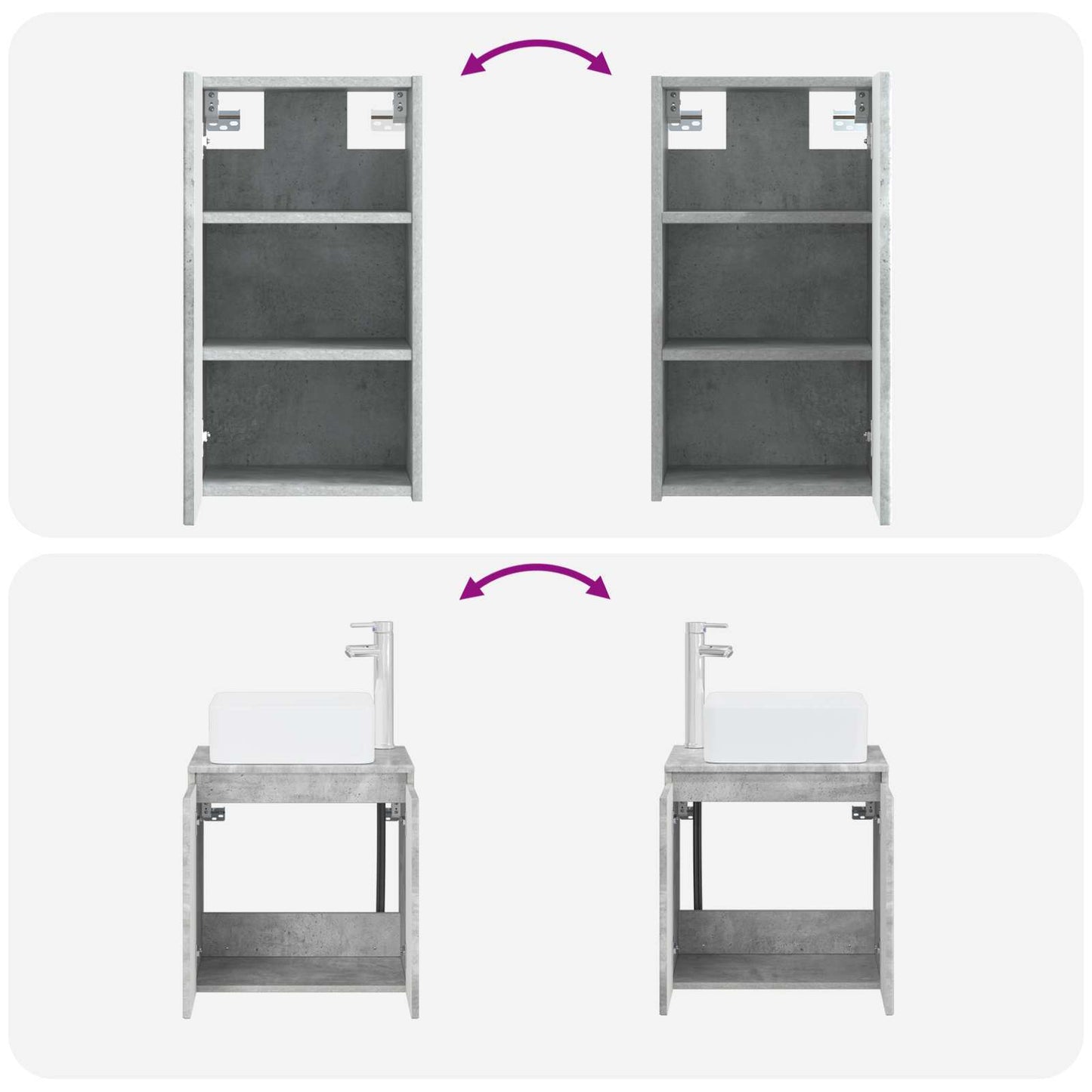 vidaXL Bathroom Furniture Set 3 pcs Concrete Grey 33 x 34.5 x 160 cm
