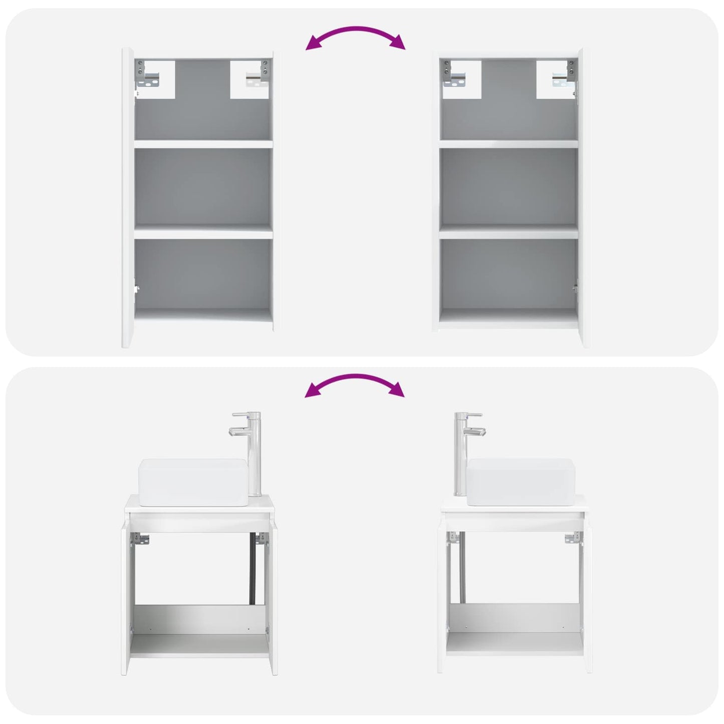 vidaXL Bathroom Furniture Set 3 pcs High Gloss White