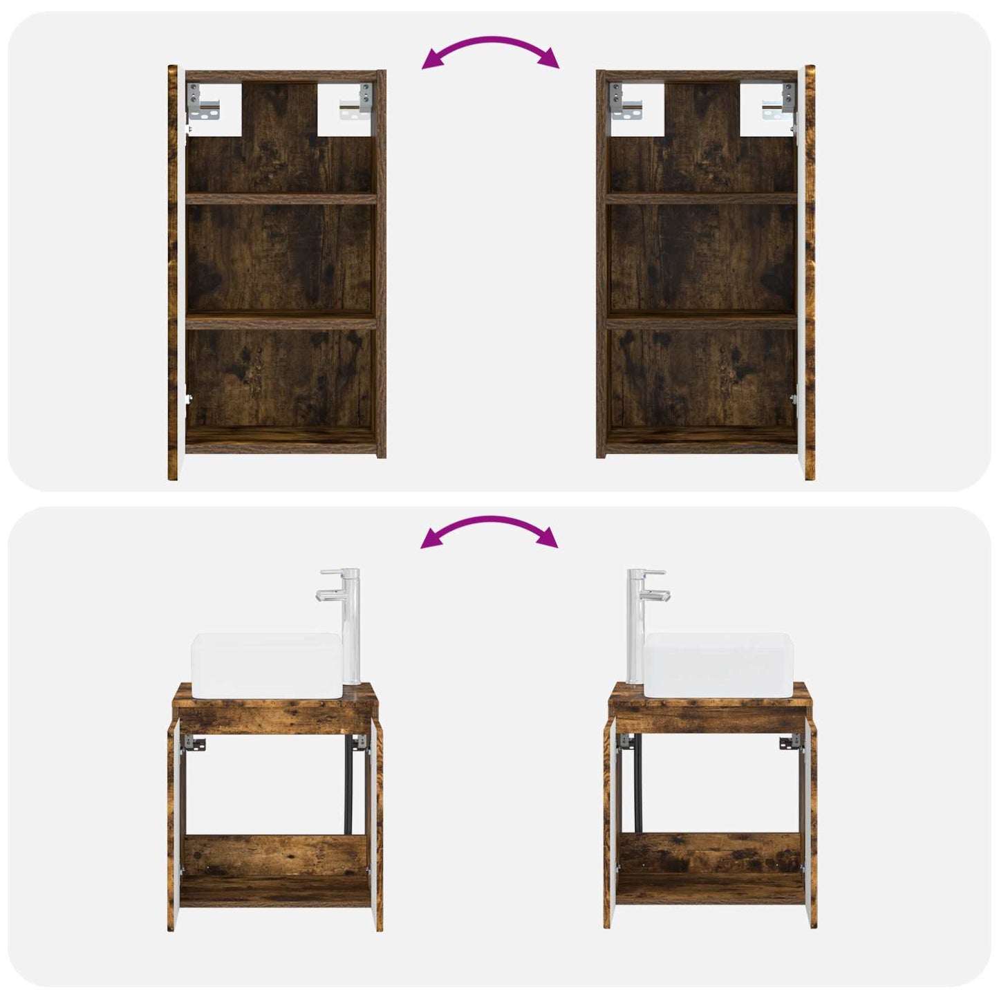 vidaXL Bathroom Furniture Set 3 pcs Smoked Oak 33 x 34.5 x 160 cm