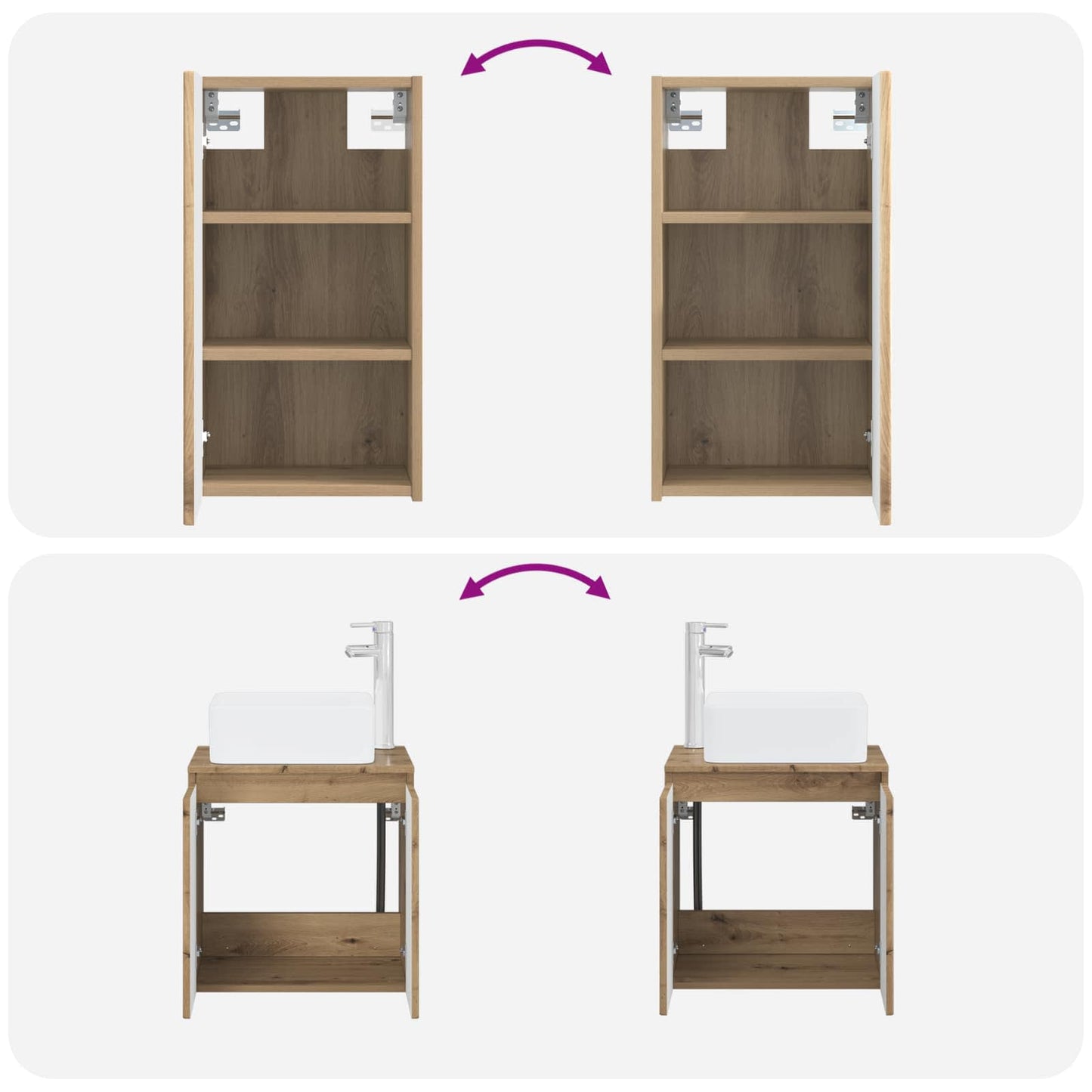 vidaXL Bathroom Furniture Set 3 pcs Artisan Oak 33 x 34.5 x 160 cm