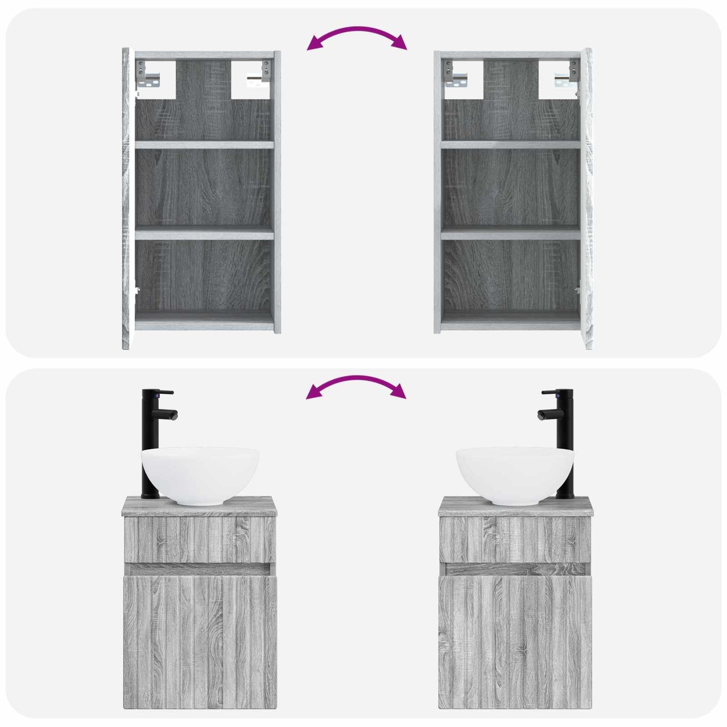 vidaXL Bathroom Furniture Set 3 pcs Grey Sonoma 33 x 34.5 x 160 cm