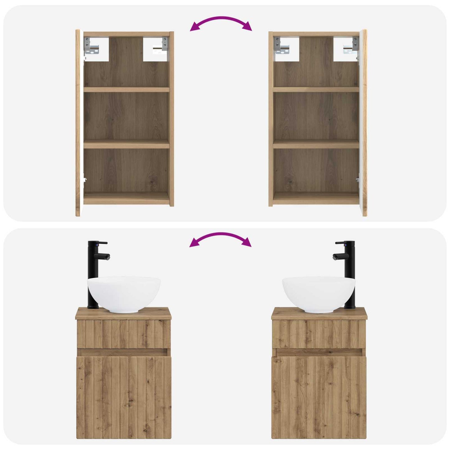 vidaXL Bathroom Furniture Set 3 pcs Artisan Oak 33 x 34.5 x 160 cm