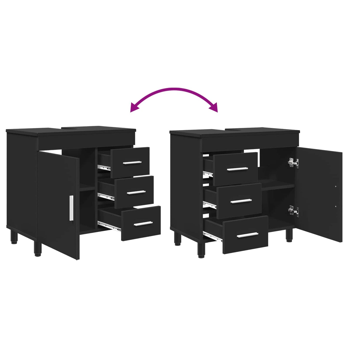 vidaXL Bathroom Vanity Unit Black 60 x 35 x 60 cm Engineered Wood