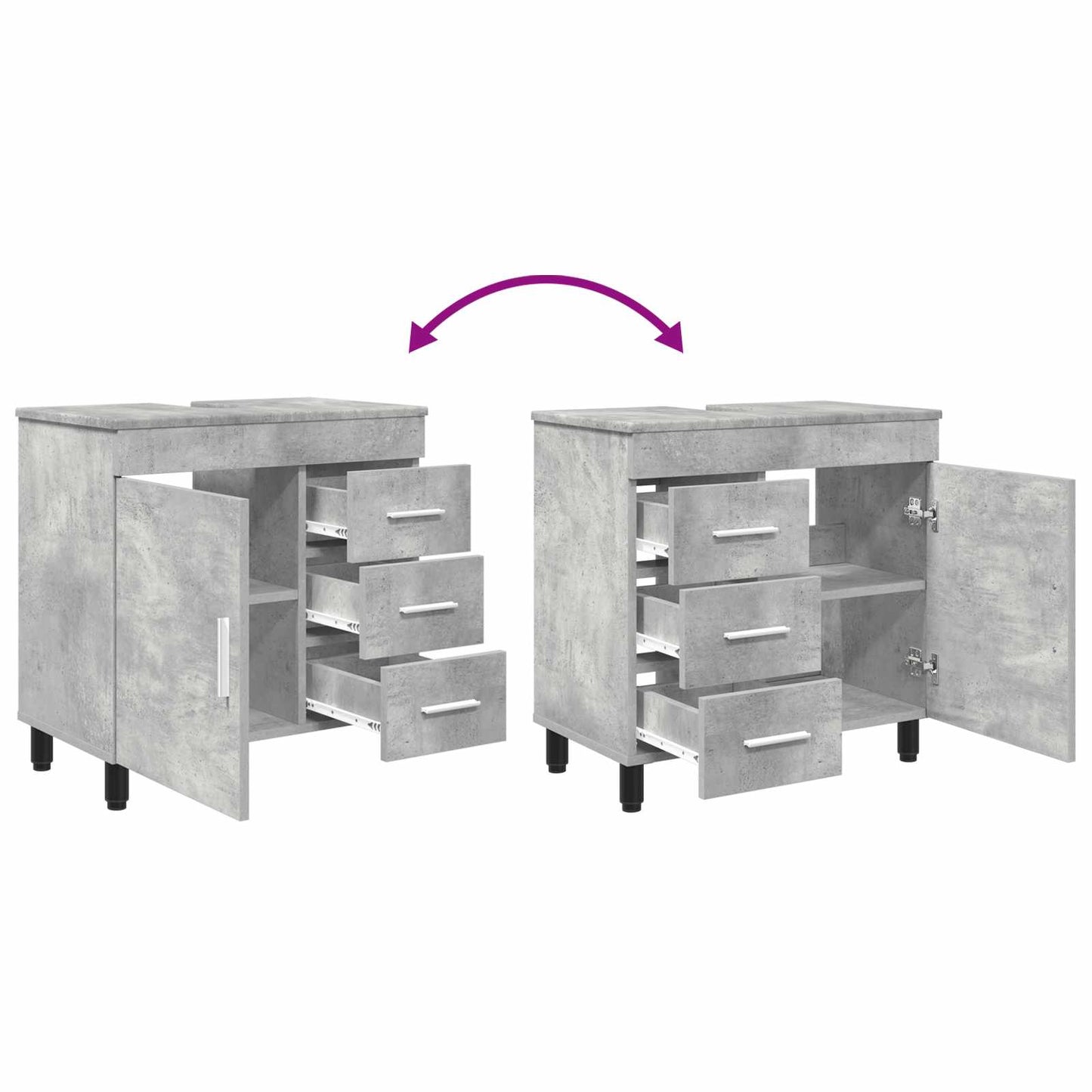 vidaXL Bathroom Vanity Unit Concrete Grey 60 x 35 x 60 cm