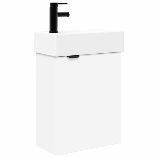 vidaXL Bathroom Vanity Unit with Tap White 45.5 x 22.5 x 84 cm