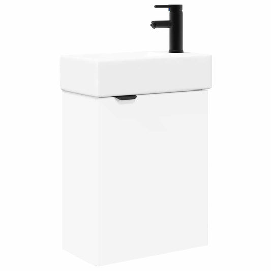 vidaXL Bathroom Vanity Unit with Tap White 45.5 x 22.5 x 84 cm