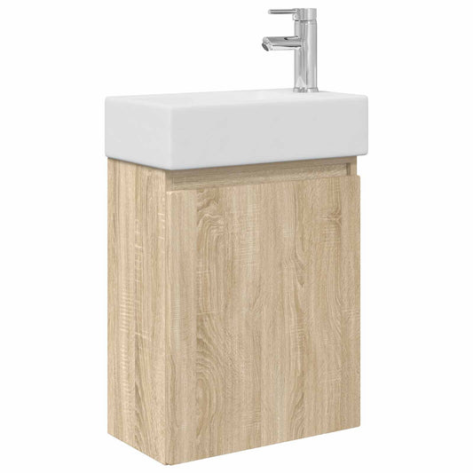 vidaXL Bathroom Vanity Unit with Tap Sonoma Oak 45.5 x 22.5 x 84 cm