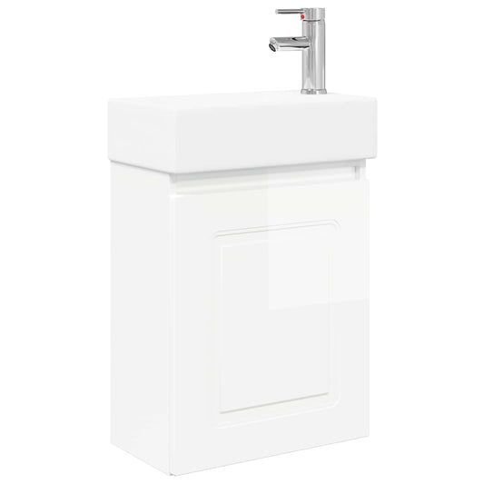 vidaXL Bathroom Vanity Unit with Tap High Gloss White
