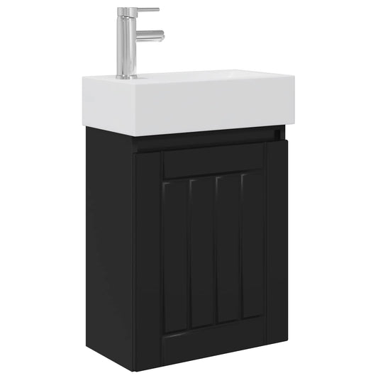 vidaXL Bathroom Vanity Unit with Tap Black 45.5 x 25.5 x 84 cm