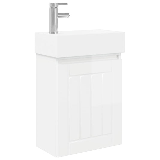 vidaXL Bathroom Vanity Unit with Tap High Gloss White