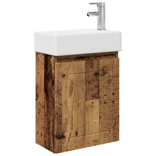 vidaXL Bathroom Vanity Unit with Tap Old Wood 45.5 x 25.5 x 84 cm