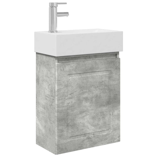 vidaXL Bathroom Vanity Unit with Tap Concrete Grey 45.5 x 22.5 x 84 cm