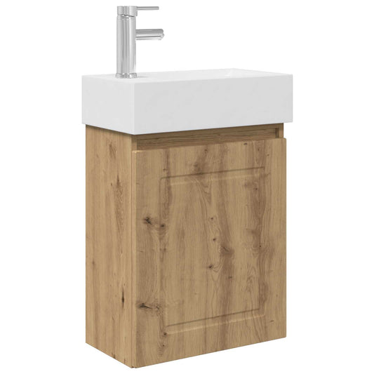 vidaXL Bathroom Vanity Unit with Tap Artisan Oak 45.5 x 22.5 x 84 cm