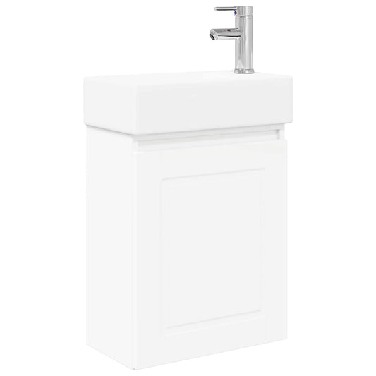 vidaXL Bathroom Vanity Unit with Tap White 45.5 x 22.5 x 84 cm
