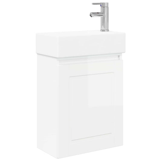 vidaXL Bathroom Vanity Unit with Tap High Gloss White
