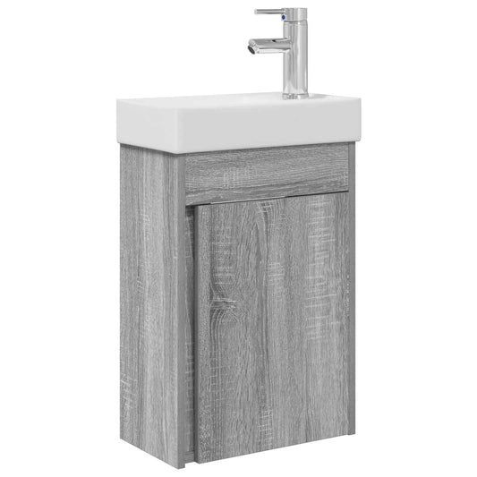 vidaXL Bathroom Vanity Unit with Tap Grey Sonoma 40.5 x 22.5 x 62 cm